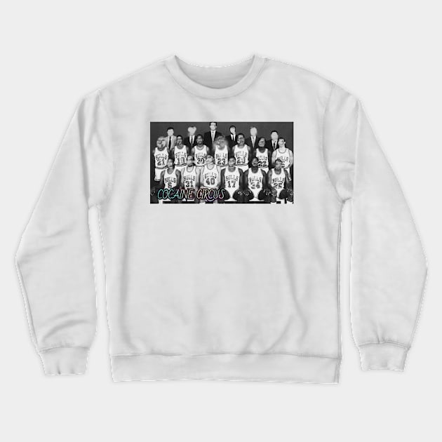 Cocaine Circus Team Photo White Crewneck Sweatshirt by DDT Shirts